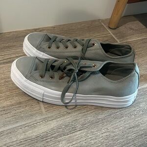 Green low top platform converse, only worn once